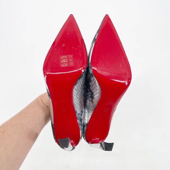 Christian Louboutin Condora 85 Silver Snake Embossed Pointed Toe Pumps 40 - Picture 10 of 11